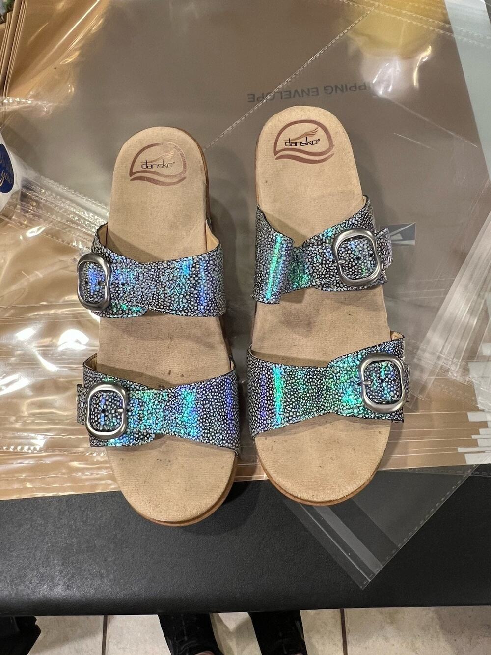 Dansko Sophie Blue Adjustable Two Strap Buckle Slide Sandals Shoe 41 / 10.5-11